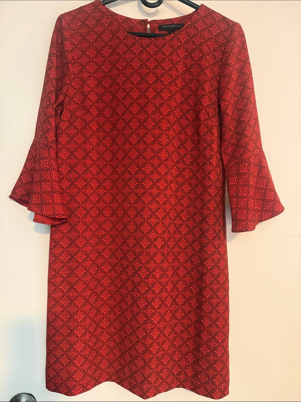 Banana Republic Red Geometric Midi Dress